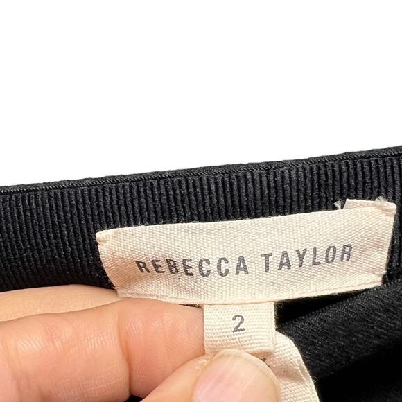 Rebecca Taylor Pique Lace-Hem Flounce Skirt in Black Size 2 - Picture 4 of 9